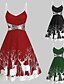 billige Dresses-kvinders julestrop kjole sort pailletkjole knælang kjole grøn sort rød ærmeløs dyrepailletter patchwork print forår sommer v-hals varm fest
