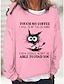 abordables Sudaderas y capuchas-Mujer Talla grande Sudadera Pull-over Gato Diario Deportes Estampado Rosa Rojo Azul Marino Activo Vintage Ropa de calle touch my coffee i will slap you so hard even google won&#039;t be able to find you