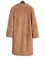 cheap Coats &amp; Trench Coats-Women&#039;s Plus Size Teddy Coat Classic Solid Color V Neck Long Sleeve Fall Winter Long Dark Camel ArmyGreen caramel colour S M L XL XXL / Spring / Loose / Cotton