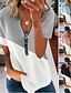 billige Super Sale-dametøj sommereksplosion modeller kontrasttryk v-hals lynlås kortærmet skjorte t-shirt kvinder
