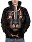 abordables Hoodies-Homme Grande Taille 3D Lion Animal Capuche Imprimer 3D effet Fin de semaine Actif Pulls Capuche Pulls molletonnés Ample Manches Longues Noir / L&#039;autume / L&#039;hiver