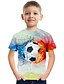 billige T-shirts &amp; Trøjer til Drenge-Drenge 3D Farveblok Fodbold T-shirt Kortærmet 3D-udskrivning Sommer Aktiv Sød Stil Gade Polyester Rayon Børn 3-12 år Skole udendørs Daglig