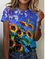 cheap T-Shirts-Women&#039;s Floral Graphic Patterned Holiday Weekend Floral Abstract Painting Short Sleeve T shirt Tee Round Neck Print Basic Essential Tops Green Black Blue S / 3D Print