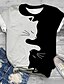 baratos Blusas Plus Size-Mulheres Plus Size Blusas Camiseta Gato Gráfico Manga Curta Imprimir Decote Redondo Algodão Spandex Jersey Diário Feriado / Tamanhos Grandes