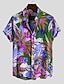 preiswerte Men&#039;s-Herren Hemd Hawaiihemd Sommerhemd Grafik-Shirt Kragen Umlegekragen Graphic Blumen Hellgrün Print Party Täglich Bedruckt Bekleidung Strassenmode Designer Hawaiianisch Strand Design / Kurzarm