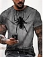 cheap Men&#039;s Tees &amp; Tank Tops-Men&#039;s T shirt Tee Round Neck Animal Spiders Cream Linen White Black 3D Print Short Sleeve Plus Size Print Daily Tops Basic Designer Casual Big and Tall / Summer / Spring / Summer