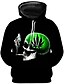 billige Hoodies-Herre 3D Dødningehoveder Hattetrøje Halloween Fest Afslappet Hættetrøjer Sweatshirts Sort
