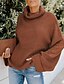 billige Sweaters-Dame Pullover genser Jumper Riflet Strikke Strikket Rullekrage Ren farge utendørs Daglig Stilfull Fritid Vinter Høst Grønn Blå S M L