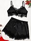 cheap Sleep &amp; Lounge-Women&#039;s 1 set Pajamas Sets Nighty Simple Lovers Gothic Pure Color Spandex Home Daily Vacation Straps Breathable Gift Sleeveless Backless Lace Spring Summer Black Blue / Bow