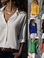 billige Tops &amp; Blouses-Dame Skjorte Basale Helfarve Krave Sommer Sort Hvid Gul Blå Orange