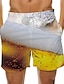 cheap Men&#039;s Bottoms-Men&#039;s Board Shorts Beer Shorts Swim Trunks Summer Shorts Beach Shorts Drawstring with Mesh lining Elastic Waist Print Quick Dry Hawaiian Black White