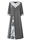 cheap Casual Dresses-Women&#039;s Midi Dress Swing Dress Green Blue Gray Half Sleeve Split Print Floral V Neck Spring Summer Stylish Casual 2022 S M L XL XXL 3XL