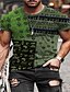 billige Men&#039;s-Herre T-Shirts T-shirt Skjorte Grafisk 3D-udskrivning Rund hals Gade Kortærmet Regulær Toppe Enkel Sort / Gul Brun