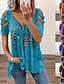 baratos Super Sale-Mulheres Camiseta Túnica Blusa Pena Preto Azul Royal Azul Céu Manga Longa Zíper Listas Básico Elegante &amp; Luxuoso Básico Clássico Diário Para Noite Decote V Normal Verão Primavera Outono