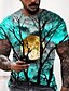 billige Short Sleeve-Herre Unisex Skjorte T-shirt T-Shirts MOON Grafiske tryk Rund hals Vin Gul Rød Blå Lilla 3D-udskrivning Halloween Daglig Kortærmet Trykt mønster Tøj Designer Afslappet Stor og høj