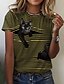 preiswerte T-Shirt-Damen T Shirt Schwarz Weiß Gelb Bedruckt Graphic Katze Casual Täglich Kurzarm Rundhalsausschnitt Vintage Kuschelig Standard 3D Cat S