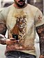 billige Men&#039;s-Herre Unisex T-shirt Tiger Grafiske tryk Rund hals Hvid Gul Grøn Grå 3D-udskrivning Daglig Ferie Kortærmet Trykt mønster Tøj Designer Afslappet Stor og høj
