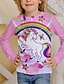 baratos camisetas 3d para meninas-Infantil Para Meninas Camisa Manga Longa Unicórnio Impressão 3D Animal Estampado Roxo Crianças Blusas Outono Activo Básico Escola Casual Esportes Regresso à Escola Normal 4-12 anos