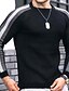 abordables Pullover Sweaters-Hombre Pulóveres Suéter recortado Suéter de punto Waffle Tejer Recortado De Punto Raya Cuello redondo Mantiene abrigado Casual Ropa Mangas raglanes Otoño invierno Negro Blanco M L XL