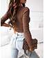 cheap Tops &amp; Blouses-Women&#039;s Shirt Blouse dark brown Black Red Button Plain Casual Long Sleeve Square Neck Basic Cotton Regular S