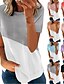 preiswerte Tops &amp; Blouses-damen t shirt tee patchwork basic rundhals sommer kurzarm lila weiß schwarz blau