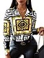 cheap Tops &amp; Blouses-Women&#039;s Shirt Blouse Yellow Button Print Geometric Casual Long Sleeve Shirt Collar Basic Regular Geometric S