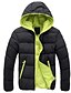 baratos All Sale-Homens Casaco puffer Casaco acolchoado Casaco com capuz Com Capuz Desportos e Ar livre Curto Outono Inverno Côr Sólida Preto / Laranja Marinho + branco Azul Céu + Laranja Preto+Verde Casaco puffer