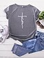 preiswerte T-Shirt-Damen T Shirt 100% Baumwolle Graphic Buchstabe Täglich Wochenende Schwarz Gelb Hellgrün Bedruckt Kurzarm Basic Rundhalsausschnitt Faith Regular Fit