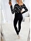 abordables Tops &amp; Blouses-Mujer Camisa Blusa Negro Blanco Dorado Estampado Graphic Casual Manga Larga Escote en Pico Básico Regular S