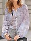 cheap Tops &amp; Blouses-Women&#039;s Shirt Blouse White Pink Blue Button Print Floral Casual Daily Long Sleeve Round Neck Basic Regular Floral S