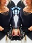 abordables Tops &amp; Blouses-Mujer Camisa Blusa Negro Encaje Plano Casual Manga Larga Escote en Pico Básico Regular S