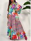 cheap Boho Dresses-Women&#039;s Colorful Geometric Patchwork Maxi Dress