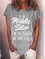 cheap Women&#039;s T-shirts-Women&#039;s T shirt Tee Cotton Text Casual Weekend Light Green Short Sleeve Basic Round Neck