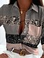 abordables Tops &amp; Blouses-Mujer Camisa Blusa Bloque de color Casual Botón Estampado Negro Manga Larga Básico Cuello Camisero Primavera Otoño