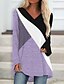 cheap Women&#039;s Blouses-Women&#039;s Shirt Blouse Color Block Casual Pink Blue Purple Print Long Sleeve Basic V Neck Regular Fit Fall &amp; Winter