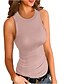 cheap Tops &amp; Blouses-Women&#039;s Tank Top Vest Blue Red Brown Plain Casual Sports Sleeveless Round Neck Basic Casual Regular S