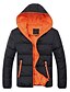 baratos All Sale-Homens Casaco puffer Casaco acolchoado Casaco com capuz Com Capuz Desportos e Ar livre Curto Outono Inverno Côr Sólida Preto / Laranja Marinho + branco Azul Céu + Laranja Preto+Verde Casaco puffer