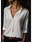 cheap Tops &amp; Blouses-Women&#039;s Blouse Shirt Green Blue Gray Plain Casual Daily Long Sleeve Shirt Collar S