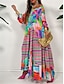 cheap Boho Dresses-Women&#039;s Colorful Geometric Patchwork Maxi Dress