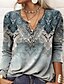 cheap Tops &amp; Blouses-Plus Size Paisley Gradient V Neck Women&#039;s blouse