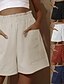 baratos Shorts-Mulheres Perna larga Calças Bermudas Linho Azul Vermelho Bege Básico Roupa de rua Casual / esportivo Cintura Média Bolsos Casual Curto Tecido Respirável S M L XL XXL / Ajuste Largo