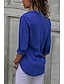 abordables Tops &amp; Blouses-Femme Chemise basique Couleur unie Col de Chemise Eté Noir Blanche Jaune Bleu Orange