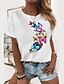 billige T-shirts-Dame T-shirt Sommerfugl Split Kat Sort Sommerfugl Grafiske tryk Daglig Kortærmet Rund hals 100 % bomuld Tynd S