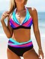 cheap Bikini-Plus Size Graphic Rainbow Bandeau Bikini