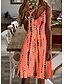cheap Casual Dresses-Women&#039;s Mini Dress Casual Dress Sundress Strap Dress Orange Abstract Sleeveless Summer Spring Print Party V Neck Vacation Summer Dress 2023 S M L XL XXL 3XL
