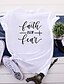 abordables Tee-shirt-T shirt Tee Femme Rose Claire Jaune Vert Claire Imprimer Graphic Lettre du quotidien Fin de semaine Manches Courtes Col Rond basique 100% Coton Normal Standard Faith Love Foi S / Eté