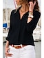 abordables Tops &amp; Blouses-Femme Chemise basique Couleur unie Col de Chemise Eté Noir Blanche Jaune Bleu Orange