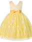 cheap Girls&#039; Dresses-Kids Toddler Girls&#039; Dress Jacquard Sleeveless Bow Basic Sweet Polyester Knee-length Floral Embroidery Dress Multicolor Pastel Pink Yellow