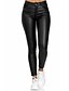 cheap Bottoms-Women&#039;s Skinny Normal PU Plain Black Wine Streetwear Mid Waist Full Length Party Casual Spring &amp;  Fall