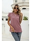 economico T-shirts-Per donna Blusa Jacquard Giornaliero Tinta unita / tinta unita Ad aletta A V Estate Blu chiaro Nero Bianco Rosa Rosa scuro